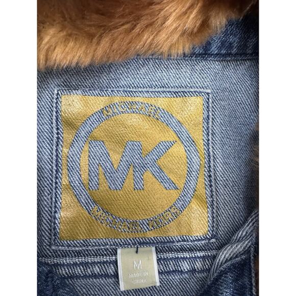 Michael Kors Faux Fur Collar Denim Jacket Size M-L - Picture 6 of 16